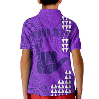 Personalised Strong Maui Kid Polo Shirt Good Living Hawaii with Shaka Sign Kakau Tribal Purple - Wonder Print Shop