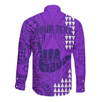 Personalised Strong Maui Long Sleeve Button Shirt Good Living Hawaii with Shaka Sign Kakau Tribal Purple - Wonder Print Shop