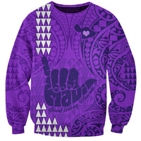 Personalised Strong Maui Sweatshirt Good Living Hawaii with Shaka Sign Kakau Tribal Purple - Wonder Print Shop