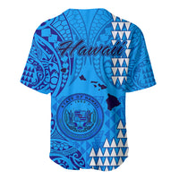 Maui Island Baseball Jersey Kakau Tribal Mixed Polynesian Pattern Blue LT9 - Wonder Print Shop