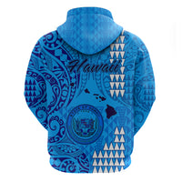 Maui Island Hoodie Kakau Tribal Mixed Polynesian Pattern Blue - Wonder Print Shop