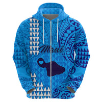Maui Island Hoodie Kakau Tribal Mixed Polynesian Pattern Blue - Wonder Print Shop