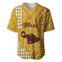Maui Island Baseball Jersey Kakau Tribal Mixed Polynesian Pattern Gold LT9 - Wonder Print Shop