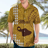 Maui Island Hawaiian Shirt Kakau Tribal Mixed Polynesian Pattern Gold - Wonder Print Shop