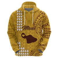 Maui Island Hoodie Kakau Tribal Mixed Polynesian Pattern Gold - Wonder Print Shop