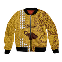 Personalised Maui Island Bomber Jacket Kakau Tribal Mixed Polynesian Pattern Gold LT9 - Wonder Print Shop