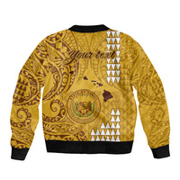 Personalised Maui Island Bomber Jacket Kakau Tribal Mixed Polynesian Pattern Gold LT9 - Wonder Print Shop