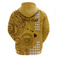 Personalised Maui Island Hoodie Kakau Tribal Mixed Polynesian Pattern Gold - Wonder Print Shop