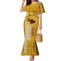 Personalised Maui Island Mermaid Dress Kakau Tribal Mixed Polynesian Pattern Gold - Wonder Print Shop