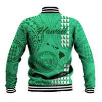Maui Island Baseball Jacket Kakau Tribal Mixed Polynesian Pattern Green LT9 - Wonder Print Shop