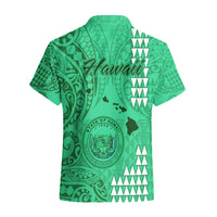 Maui Island Hawaiian Shirt Kakau Tribal Mixed Polynesian Pattern Green - Wonder Print Shop