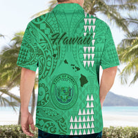 Maui Island Hawaiian Shirt Kakau Tribal Mixed Polynesian Pattern Green - Wonder Print Shop
