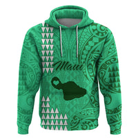 Maui Island Hoodie Kakau Tribal Mixed Polynesian Pattern Green - Wonder Print Shop