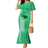 Maui Island Mermaid Dress Kakau Tribal Mixed Polynesian Pattern Green - Wonder Print Shop