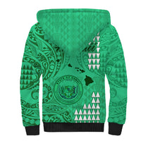 Maui Island Sherpa Hoodie Kakau Tribal Mixed Polynesian Pattern Green - Wonder Print Shop