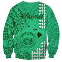 Maui Island Sweatshirt Kakau Tribal Mixed Polynesian Pattern Green - Wonder Print Shop