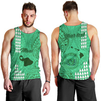 personalised-maui-island-men-tank-top-kakau-tribal-mixed-polynesian-pattern-green