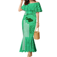 Personalised Maui Island Mermaid Dress Kakau Tribal Mixed Polynesian Pattern Green - Wonder Print Shop