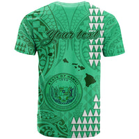 Personalised Maui Island T Shirt Kakau Tribal Mixed Polynesian Pattern Green - Wonder Print Shop