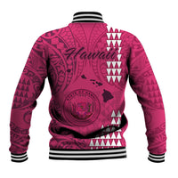 Maui Island Baseball Jacket Kakau Tribal Mixed Polynesian Pattern Pink LT9 - Wonder Print Shop