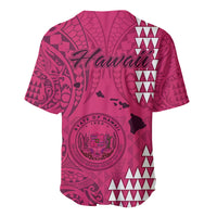 Maui Island Baseball Jersey Kakau Tribal Mixed Polynesian Pattern Pink LT9 - Wonder Print Shop
