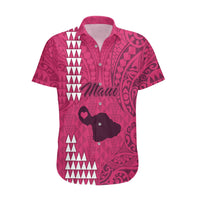 Maui Island Hawaiian Shirt Kakau Tribal Mixed Polynesian Pattern Pink - Wonder Print Shop