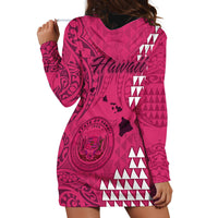 Maui Island Hoodie Dress Kakau Tribal Mixed Polynesian Pattern Pink - Wonder Print Shop