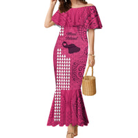 Maui Island Mermaid Dress Kakau Tribal Mixed Polynesian Pattern Pink - Wonder Print Shop