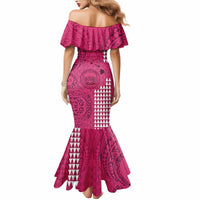 Maui Island Mermaid Dress Kakau Tribal Mixed Polynesian Pattern Pink - Wonder Print Shop