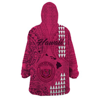 Maui Island Wearable Blanket Hoodie Kakau Tribal Mixed Polynesian Pattern Pink - Wonder Print Shop