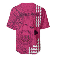 Personalised Maui Island Baseball Jersey Kakau Tribal Mixed Polynesian Pattern Pink LT9 - Wonder Print Shop