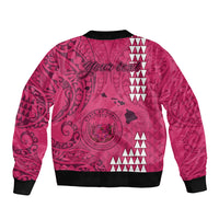 Personalised Maui Island Bomber Jacket Kakau Tribal Mixed Polynesian Pattern Pink LT9 - Wonder Print Shop