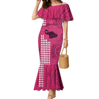 Personalised Maui Island Mermaid Dress Kakau Tribal Mixed Polynesian Pattern Pink - Wonder Print Shop