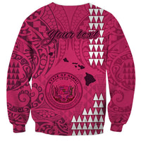 Personalised Maui Island Sweatshirt Kakau Tribal Mixed Polynesian Pattern Pink - Wonder Print Shop