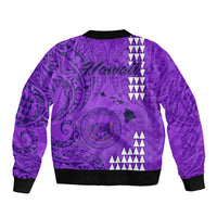 Maui Island Bomber Jacket Kakau Tribal Mixed Polynesian Pattern Purple LT9 - Wonder Print Shop