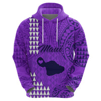 Maui Island Hoodie Kakau Tribal Mixed Polynesian Pattern Purple - Wonder Print Shop