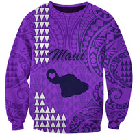 Maui Island Sweatshirt Kakau Tribal Mixed Polynesian Pattern Purple - Wonder Print Shop