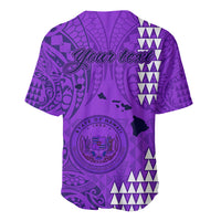 Personalised Maui Island Baseball Jersey Kakau Tribal Mixed Polynesian Pattern Purple LT9 - Wonder Print Shop