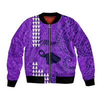 Personalised Maui Island Bomber Jacket Kakau Tribal Mixed Polynesian Pattern Purple LT9 - Wonder Print Shop