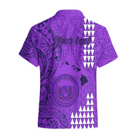 Personalised Maui Island Hawaiian Shirt Kakau Tribal Mixed Polynesian Pattern Purple - Wonder Print Shop