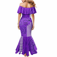 Personalised Maui Island Mermaid Dress Kakau Tribal Mixed Polynesian Pattern Purple - Wonder Print Shop