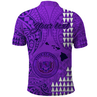 Personalised Maui Island Polo Shirt Kakau Tribal Mixed Polynesian Pattern Purple - Wonder Print Shop