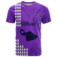 Personalised Maui Island T Shirt Kakau Tribal Mixed Polynesian Pattern Purple - Wonder Print Shop