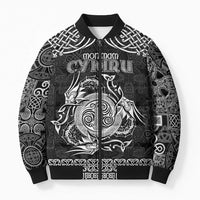 Personalized Anglesey Ynys Mon Bomber Puffer Jacket Black Standing Stone Celtic-inspired - Wonder Print Shop