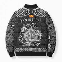 Personalized Anglesey Ynys Mon Bomber Puffer Jacket Black Standing Stone Celtic-inspired - Wonder Print Shop