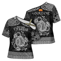 Personalized Anglesey Ynys Mon Cross Shoulder Shirt Black Standing Stone Celtic-inspired - Wonder Print Shop