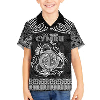 Personalized Anglesey Ynys Mon Family Matching Off The Shoulder Long Sleeve Dress and Hawaiian Shirt Black Standing Stone Celtic-inspired - Wonder Print Shop