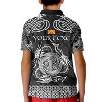 Personalized Anglesey Ynys Mon Kid Polo Shirt Black Standing Stone Celtic-inspired - Wonder Print Shop