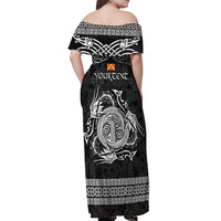 Personalized Anglesey Ynys Mon Off Shoulder Maxi Dress Black Standing Stone Celtic-inspired - Wonder Print Shop