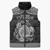 Personalized Anglesey Ynys Mon Sleeveless Puffer Jacket Black Standing Stone Celtic-inspired - Wonder Print Shop